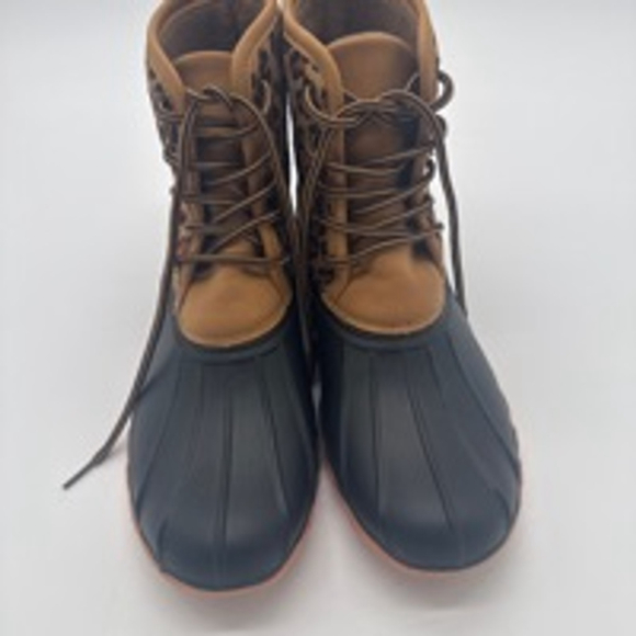 Women's Unbranded Duck Boots Size 8 Black and Leopard Print - Picture 4 of 6